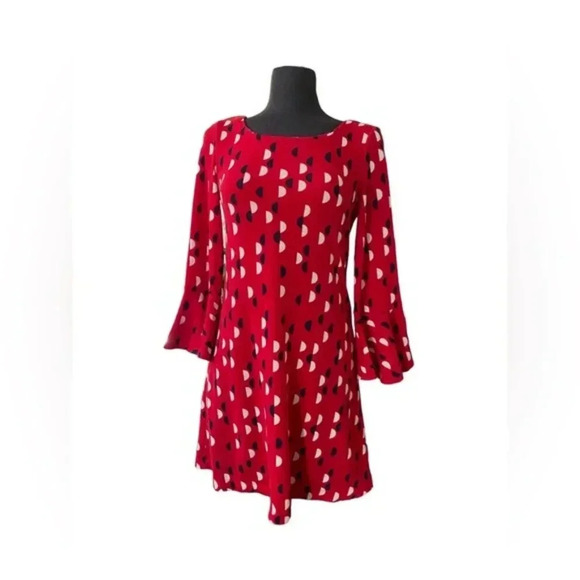 Maeve RED dress Flounce Sleeves X Small - Picture 4 of 9